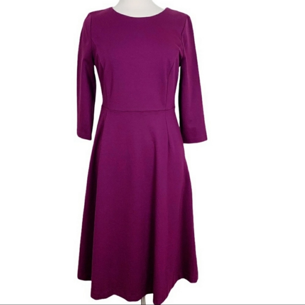 BODEN Plum Ponte Fit and Flare Dress
